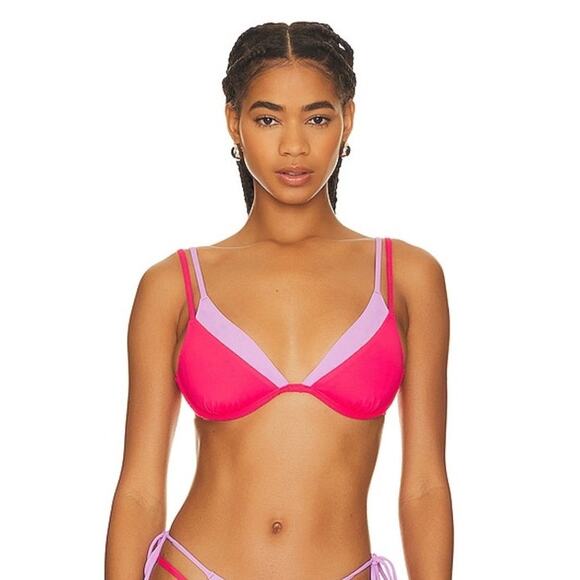 Two Tone Underwire L*Space Seam-free Fused Zendaya Bikini Top Pink Lilac sz S
